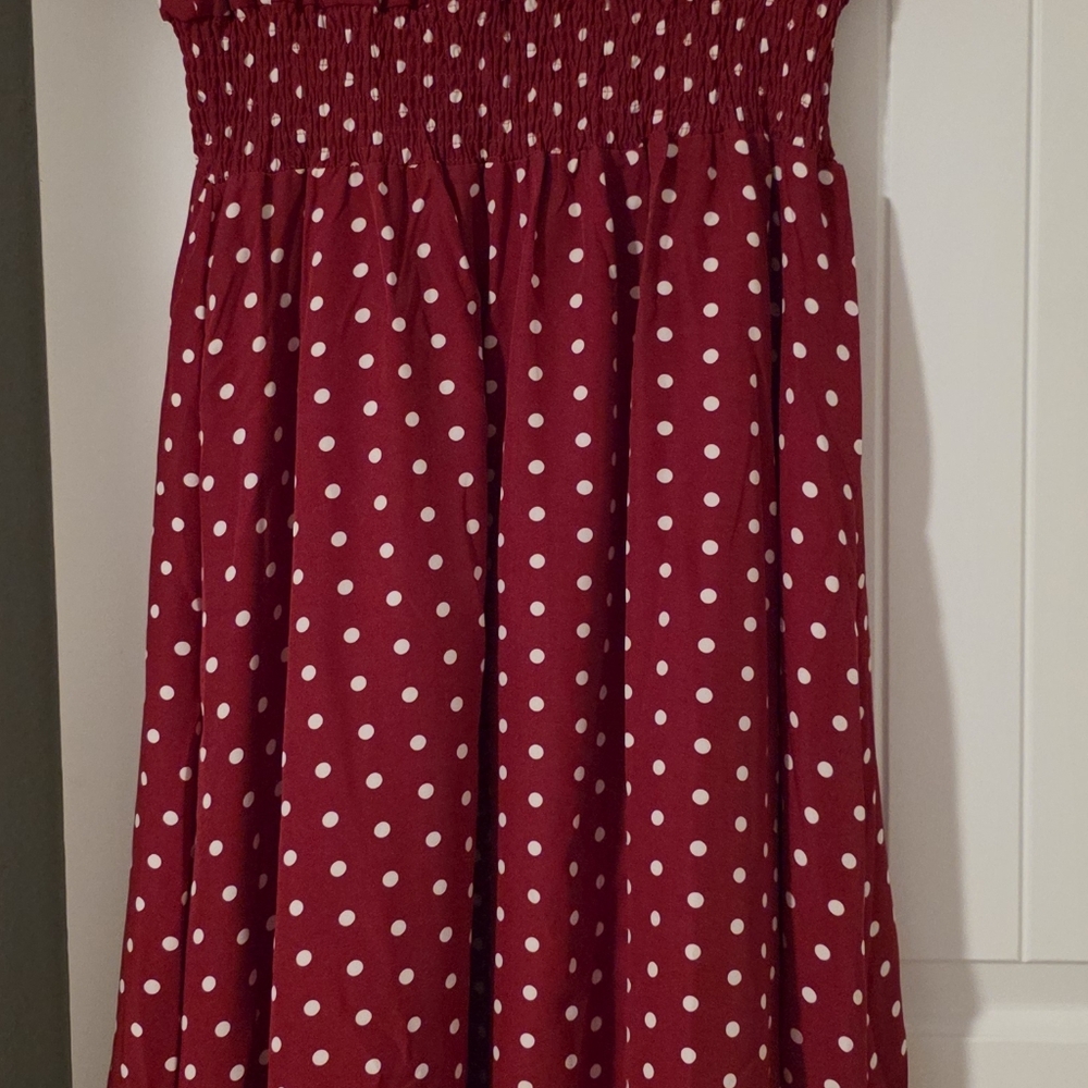 SHEIN Red Polka Dot A-line Dress Size 12 - Picture 4 of 6